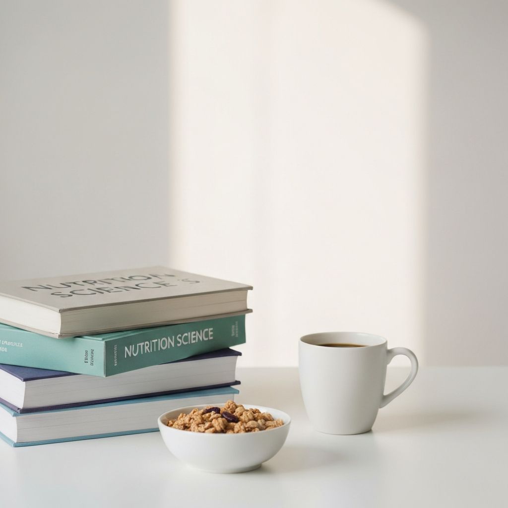 Nutrition books and coffee