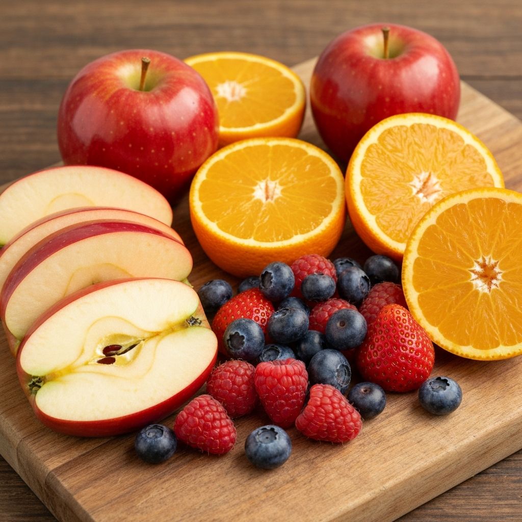 Freshly sliced fruits